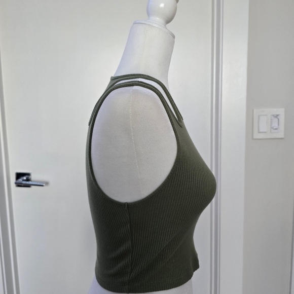 Olive Green Ribbed Tank Top - Picture 1 of 4